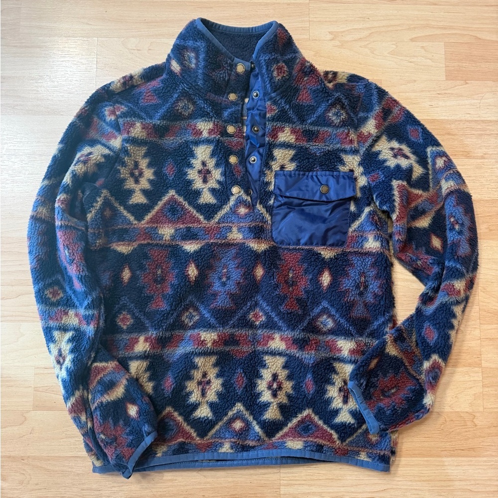 Vintage Weatherproof Snap Aztec Pattern Pullover